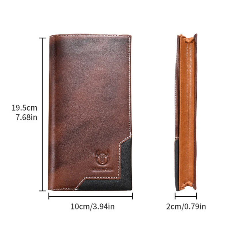 (image for) BULLCAPTAIN Genuine Leather Men’s Long Wallet Large-capacity Coin Purse RFID Blocking Credit Card Holder Multifunctional Handbag Clutch Wallet